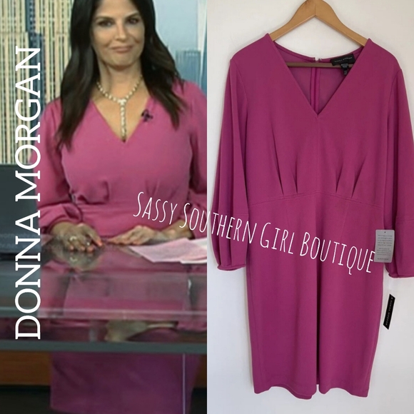 🆕⭐ DONNA MORGAN magenta midi dress - Picture 1 of 14
